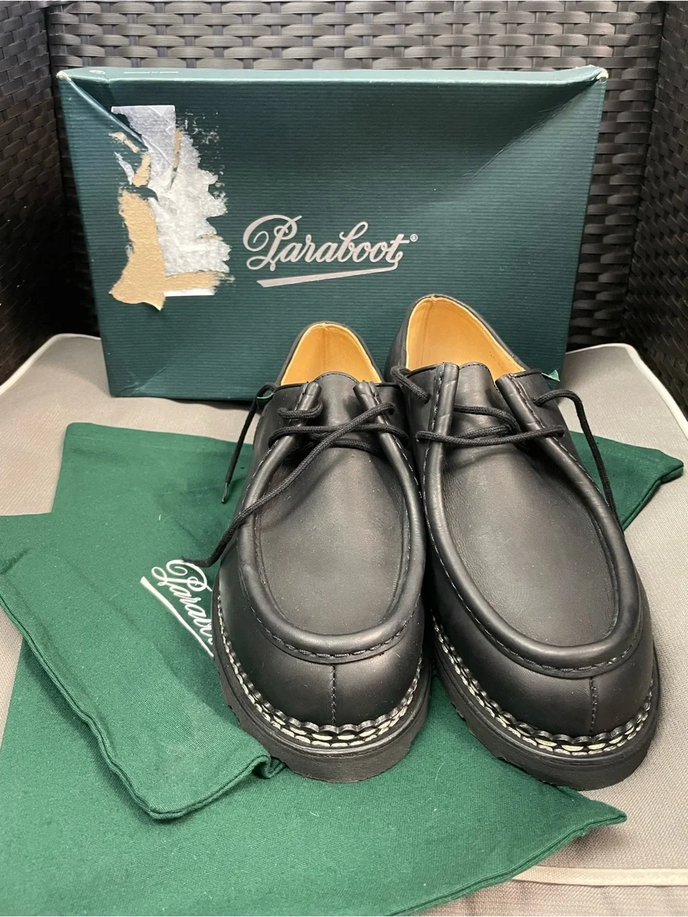Paraboot Michael leather derbys in Black Size 11 EU 45 U.S. 12 NIB $635 CE151